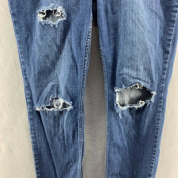 Duluth Trading Co Distressed Straight Leg Jeans Womens Size 8 Blue Denim 8x29 - Picture 7 of 12